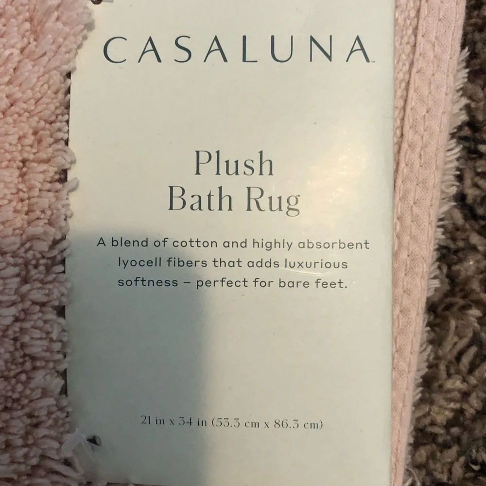 Casaluna Plush Bath Rug in Soft Pink blush color